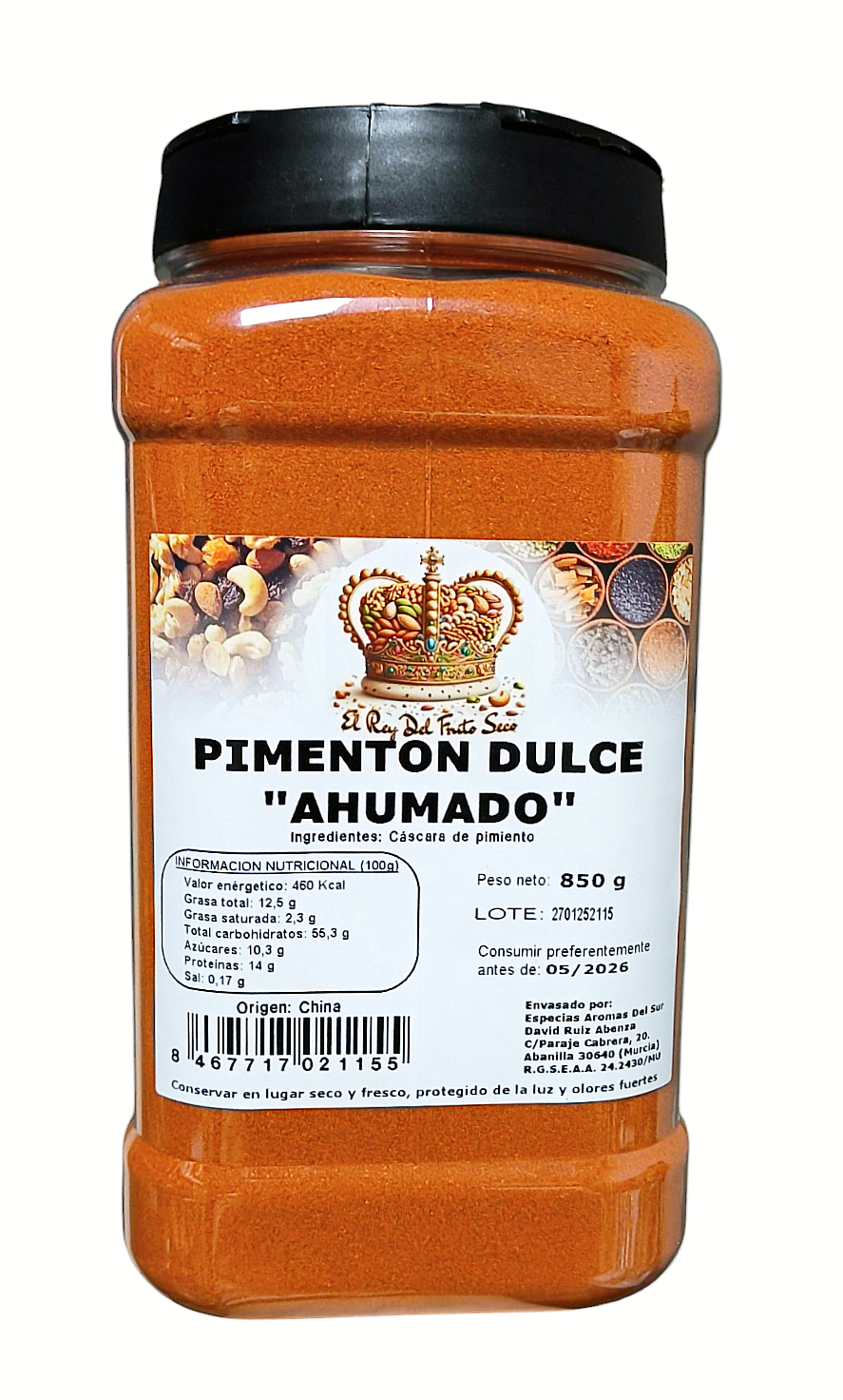Pimenton Dulce Ahumado 850 gr