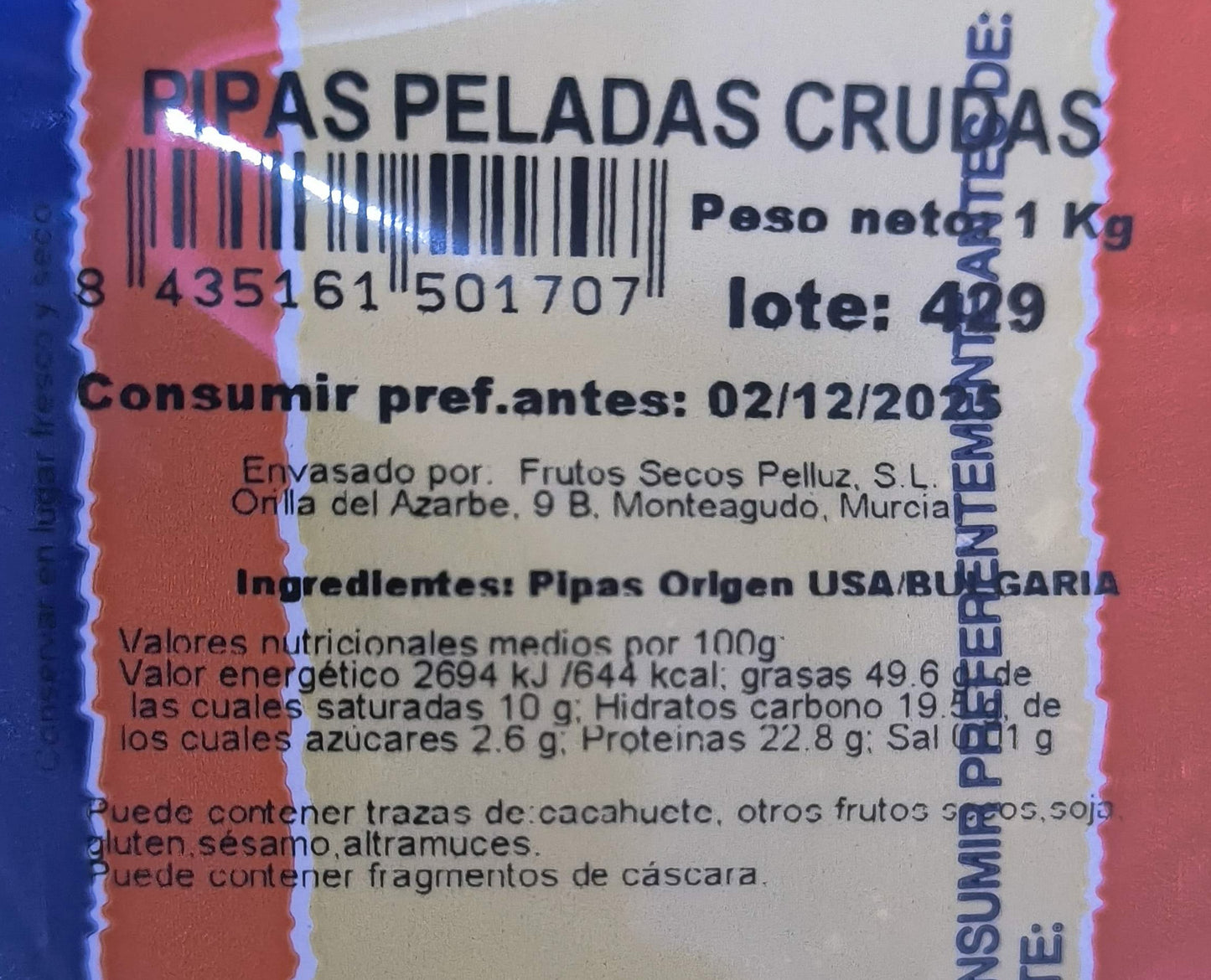 Pipas Peladas de Girasol 1 Kg - Semillas de Girasol - Snack Saludable y Nutritivo para Disfrutar en Cualquier Momento del Día - Marca Pelluz