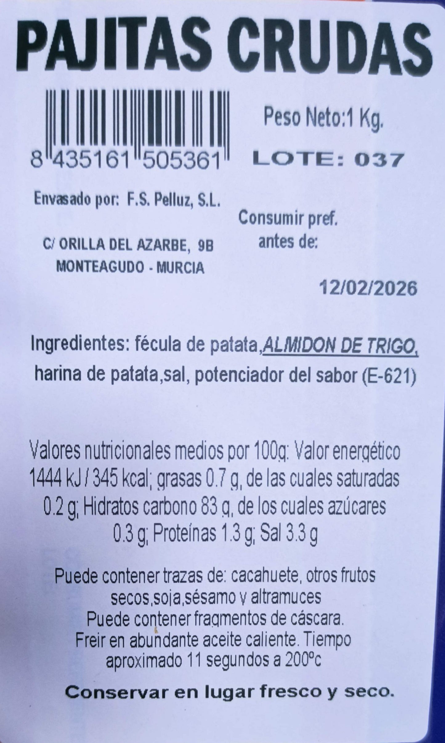 Patatas Paja Crudas para freir 1 Kg
