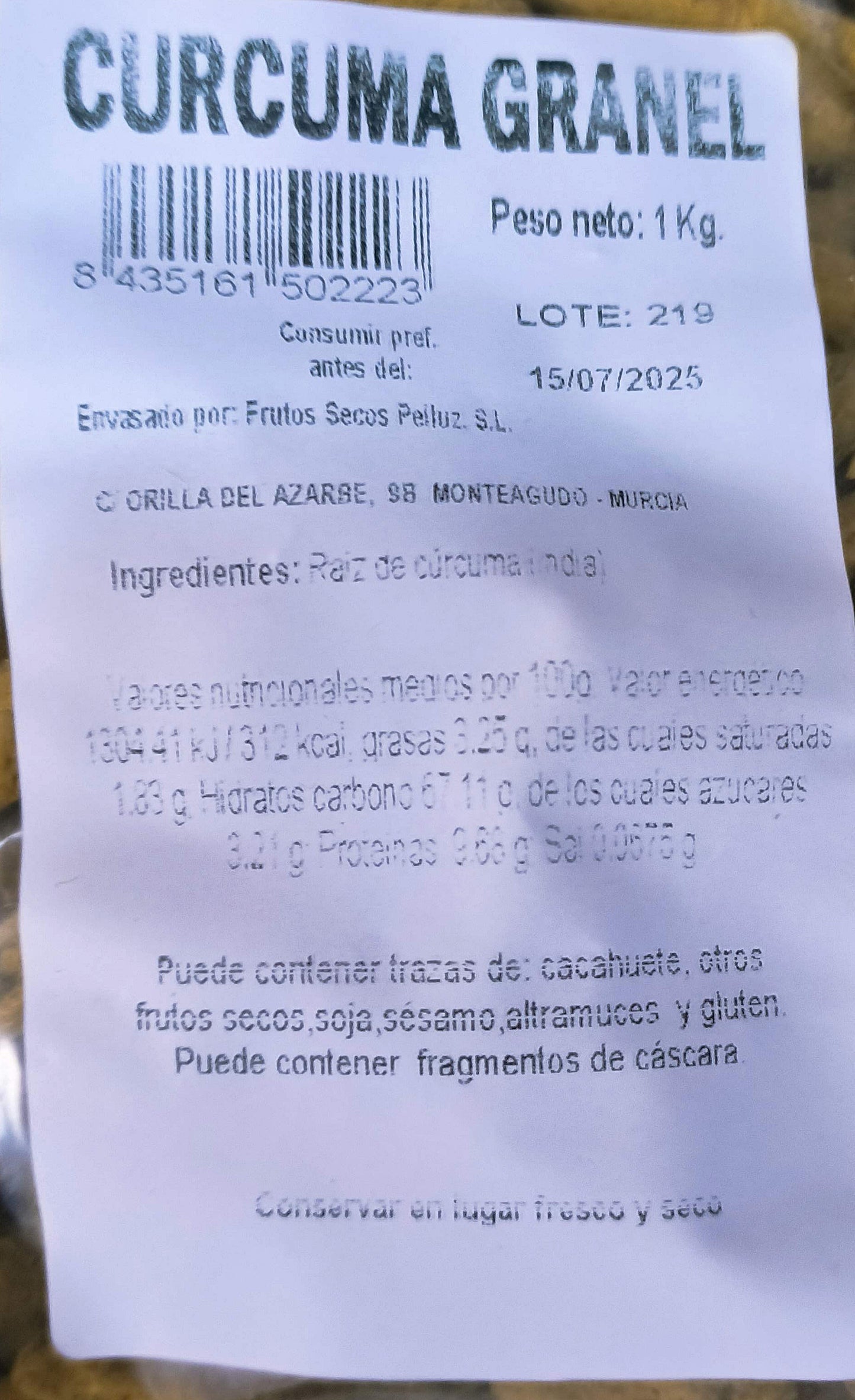 Cúrcuma Entera 1 Kg