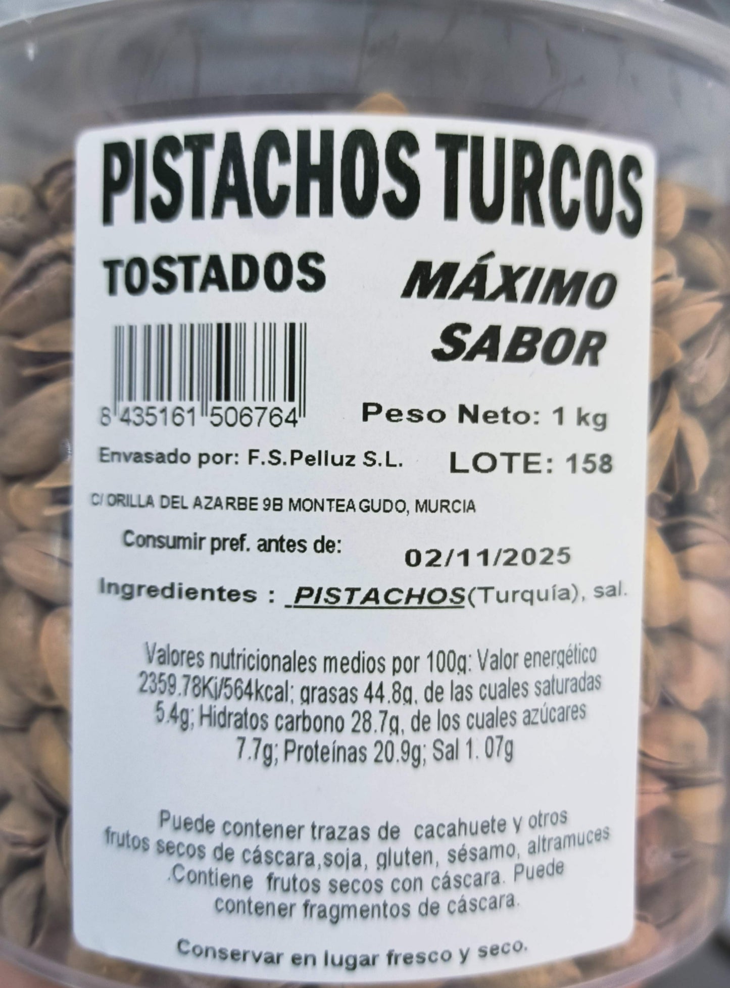 Pistachos Turcos 1 Kg Tostados con sal
