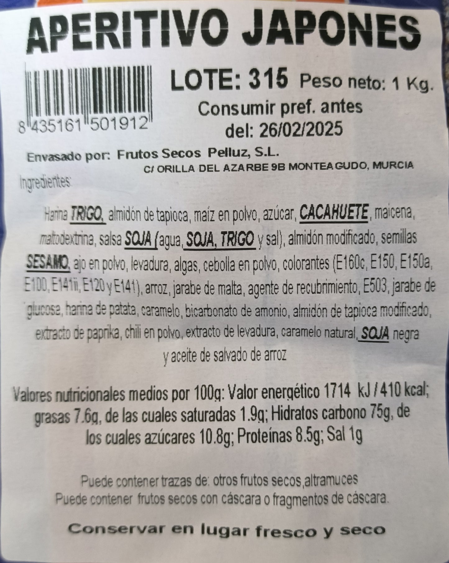 Aperitivo Japones 1 Kg