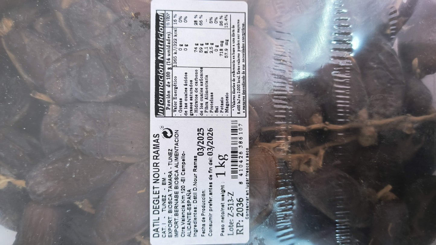 Datiles en Rama con hueso 1 Kg ``El Monaguillo´´