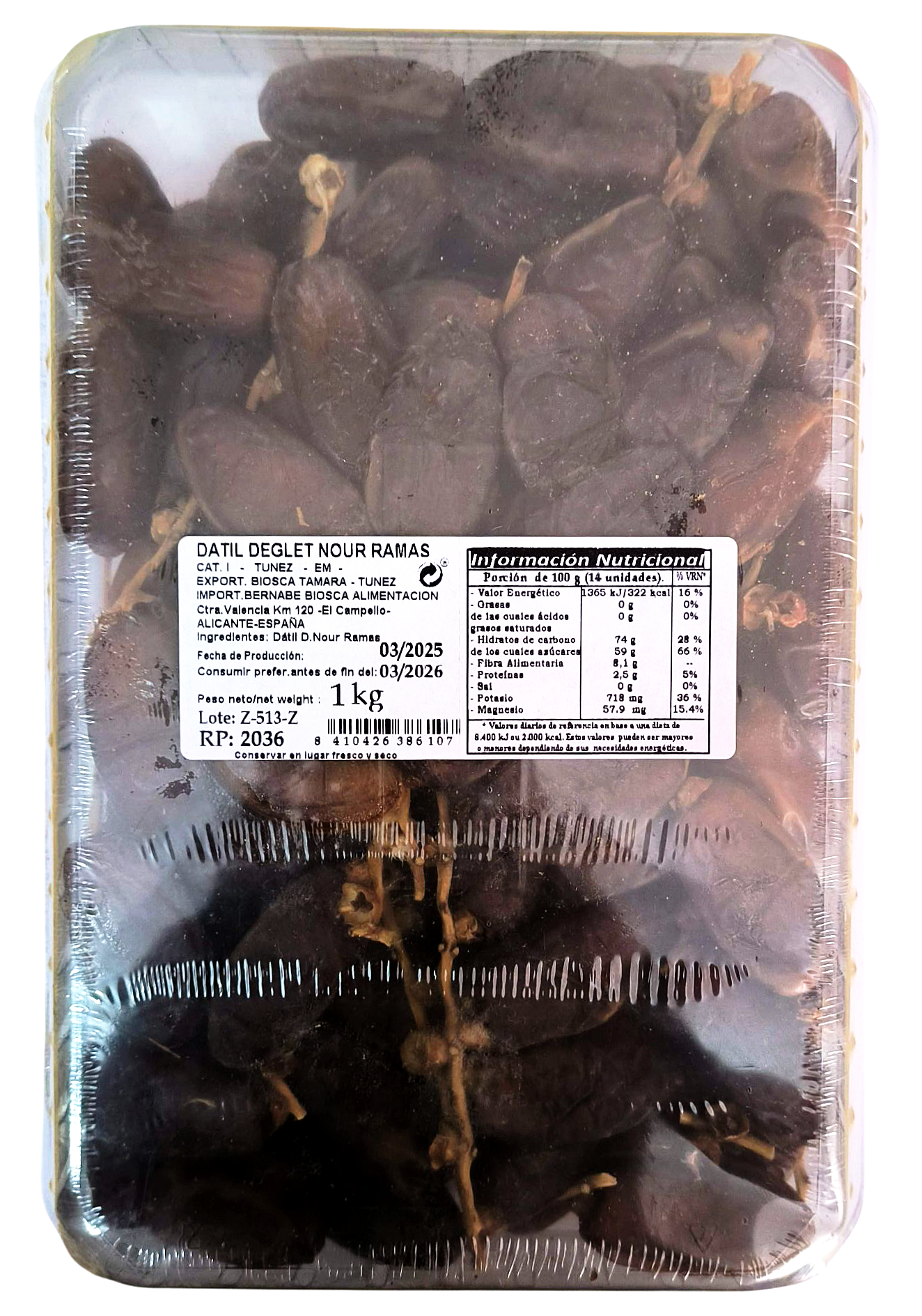 Datiles en Rama con hueso 1 Kg ``El Monaguillo´´