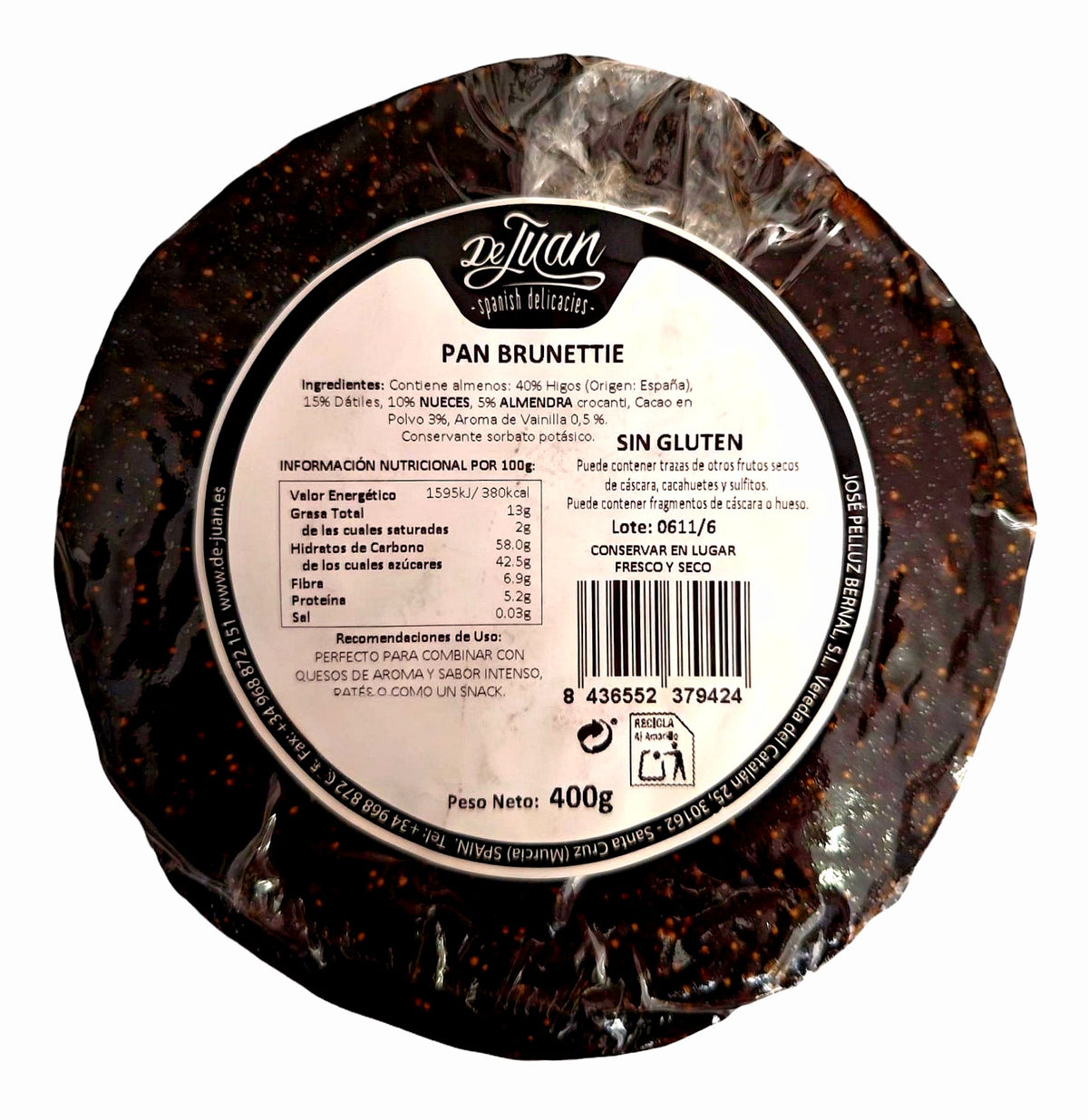 PAN BRUNETTIE 400g – UNA DELICIOSA COMBINACIÓN DE FRUTOS SECOS, HIGO Y CACAO