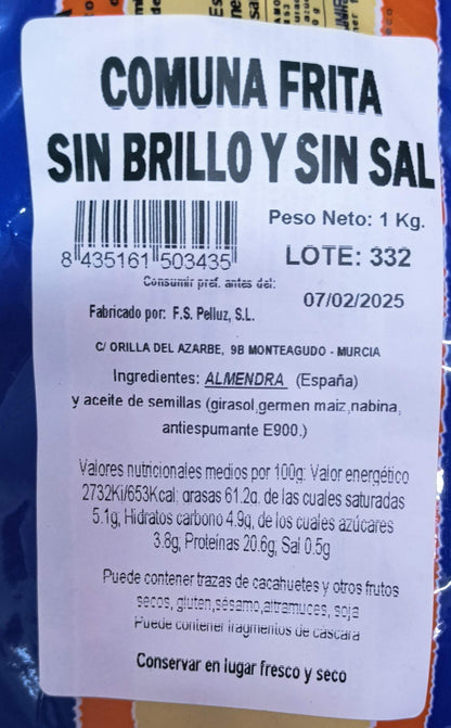 Gebratene Mandeln ohne Salz 1 kg (nicht ölig) - Herkunft Spanien -