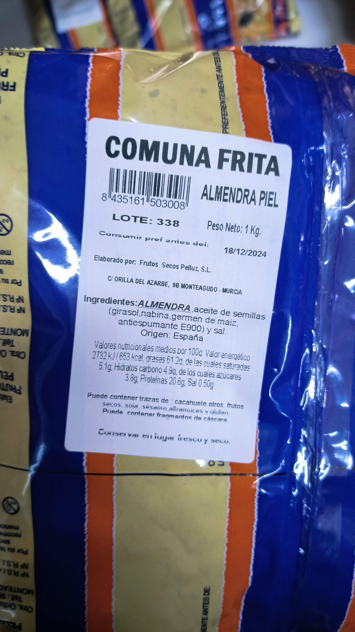 Almendra Frita con Piel 1 Kg