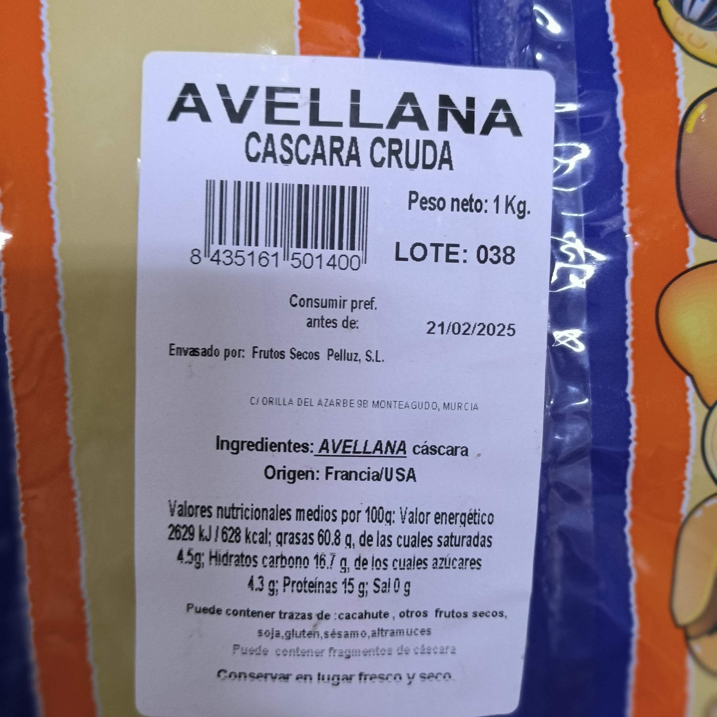 Avellana Cruda Natural con Cascara 1 Kg