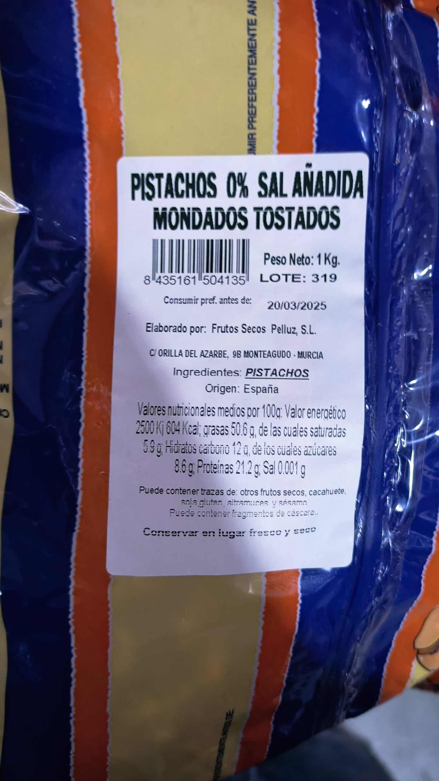 Pistachos Pelados Tostados con sal 1 Kg - Origen Español