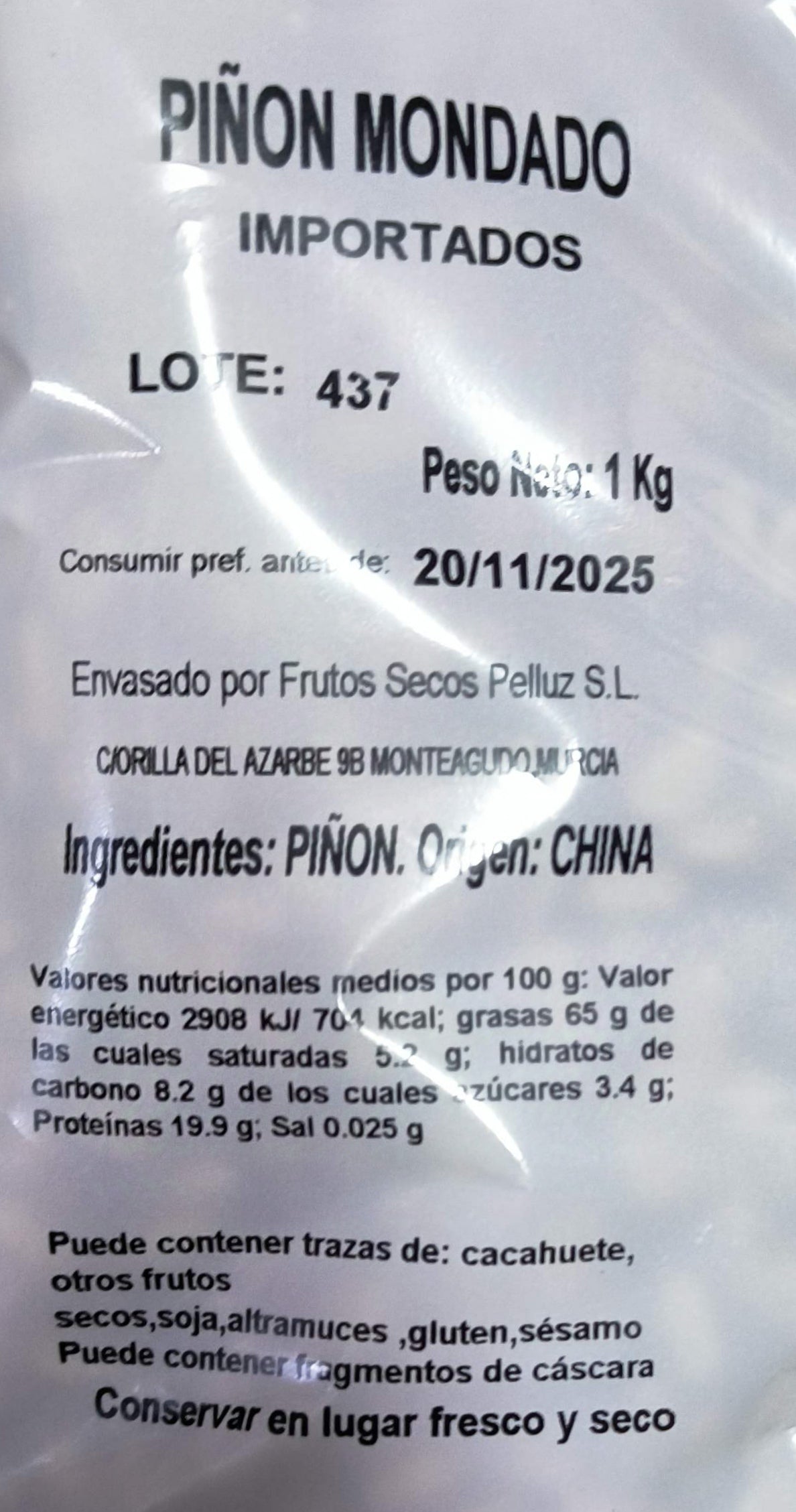 Piñones Mondados 1 Kg - Origen China