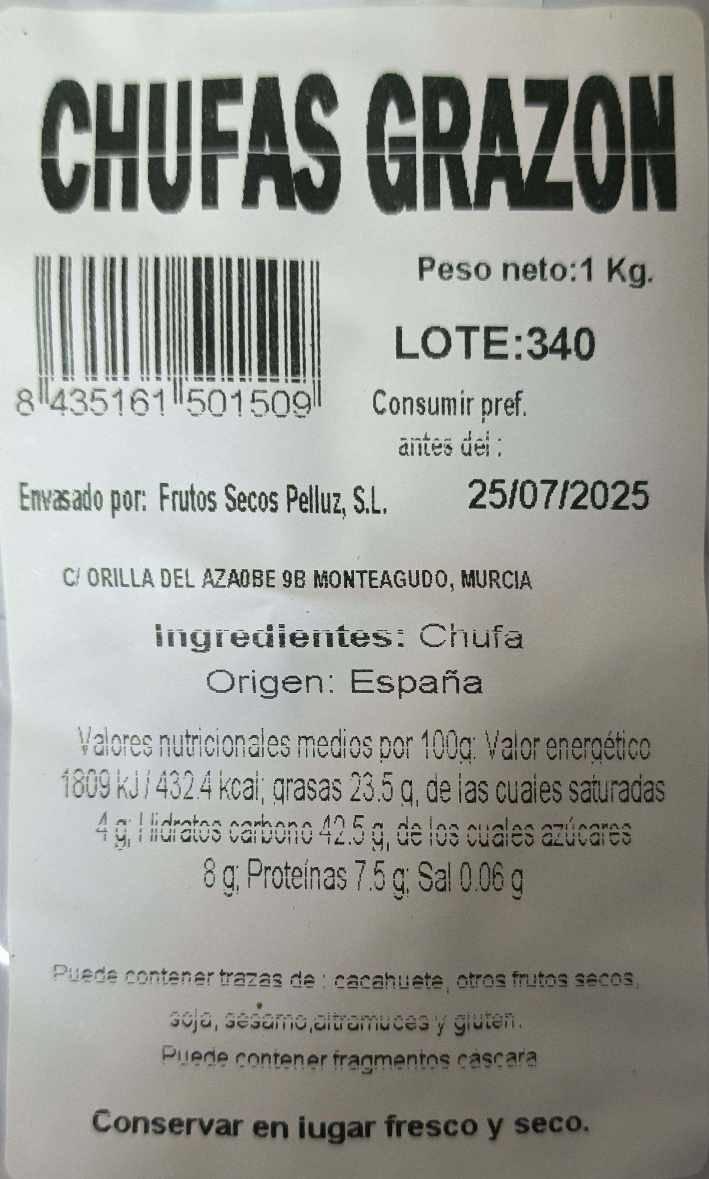 Chufas 1 Kg Origen España