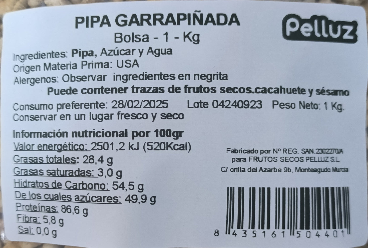 Pipas Garrapiñadas 1 Kg