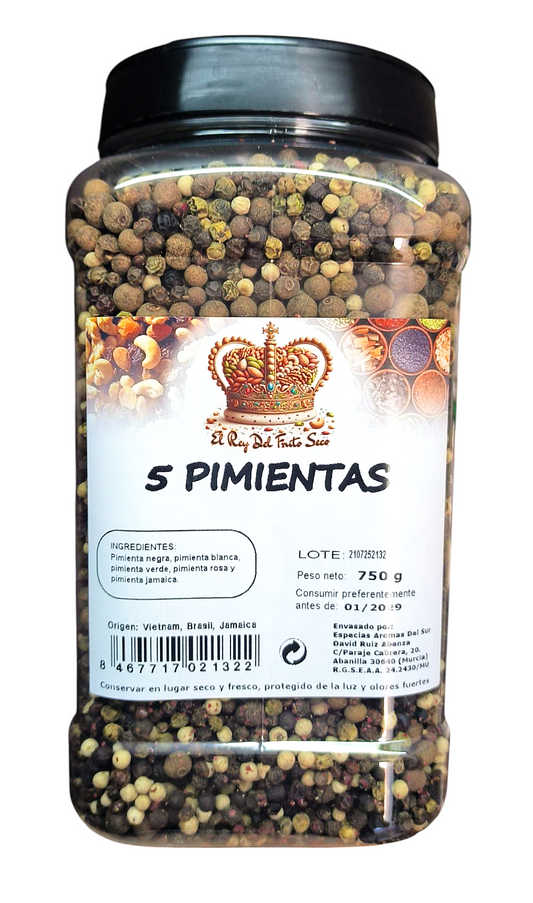 Pimienta en Grano 5 variedades 750 gr