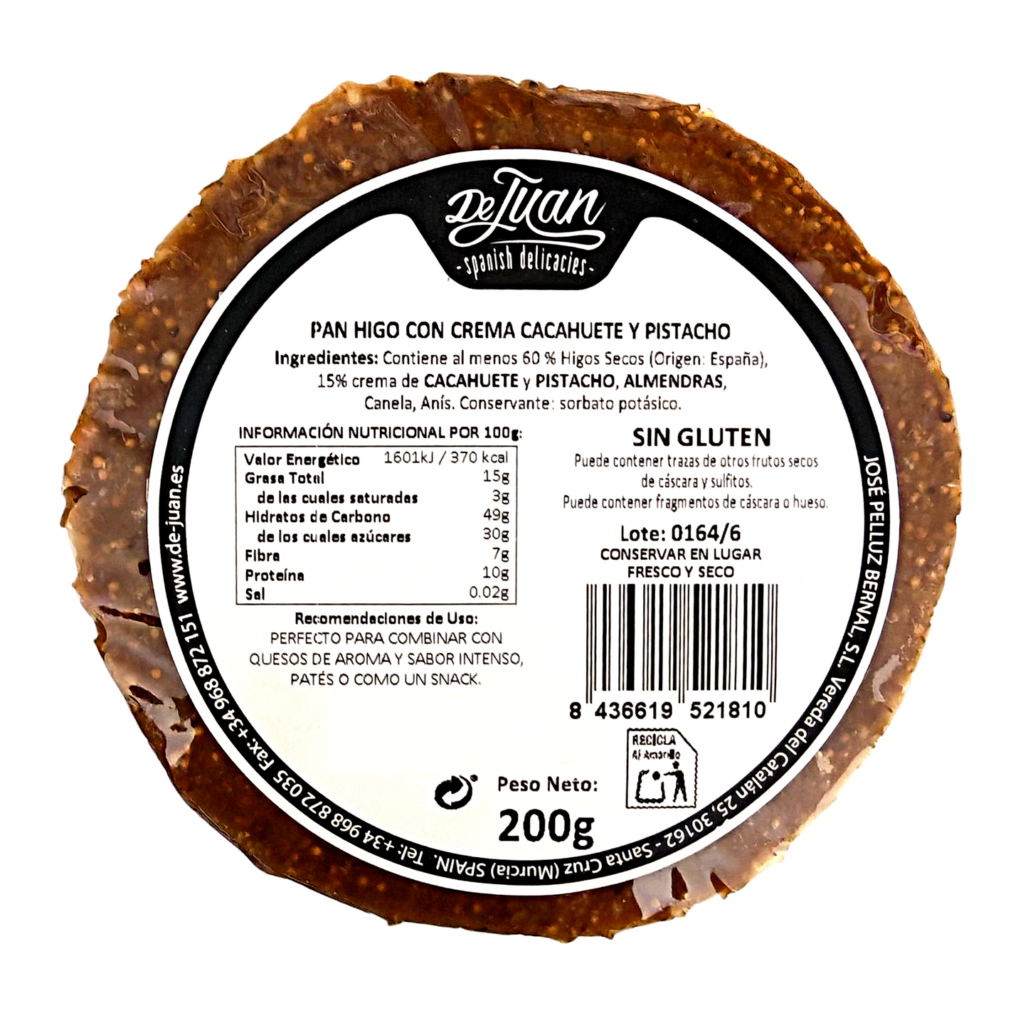 Pan de Higo con Almendras y Crema de Pistacho y Cacahuete – Sabor Gourmet en Formato 200 g