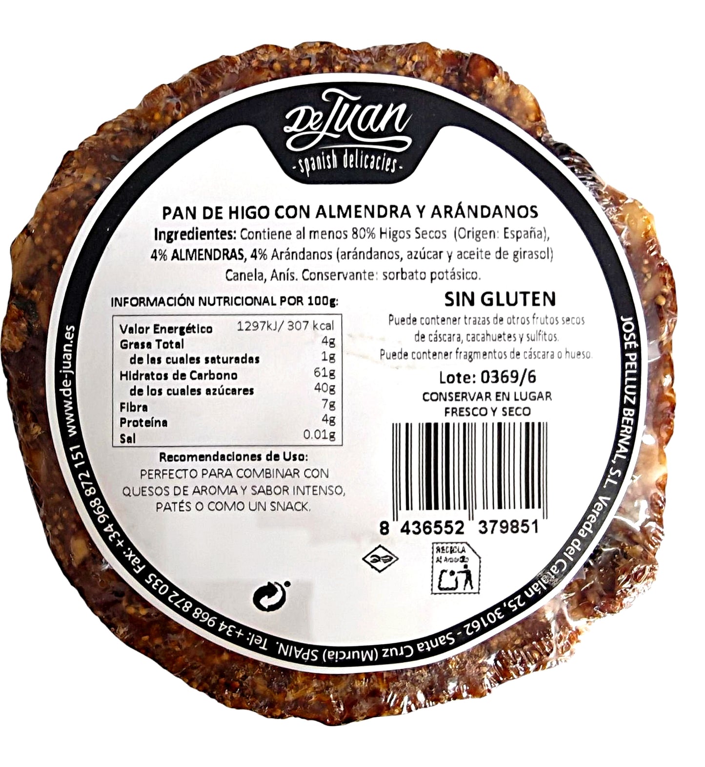 Pan de Higo con Almendras y Arándanos 400g