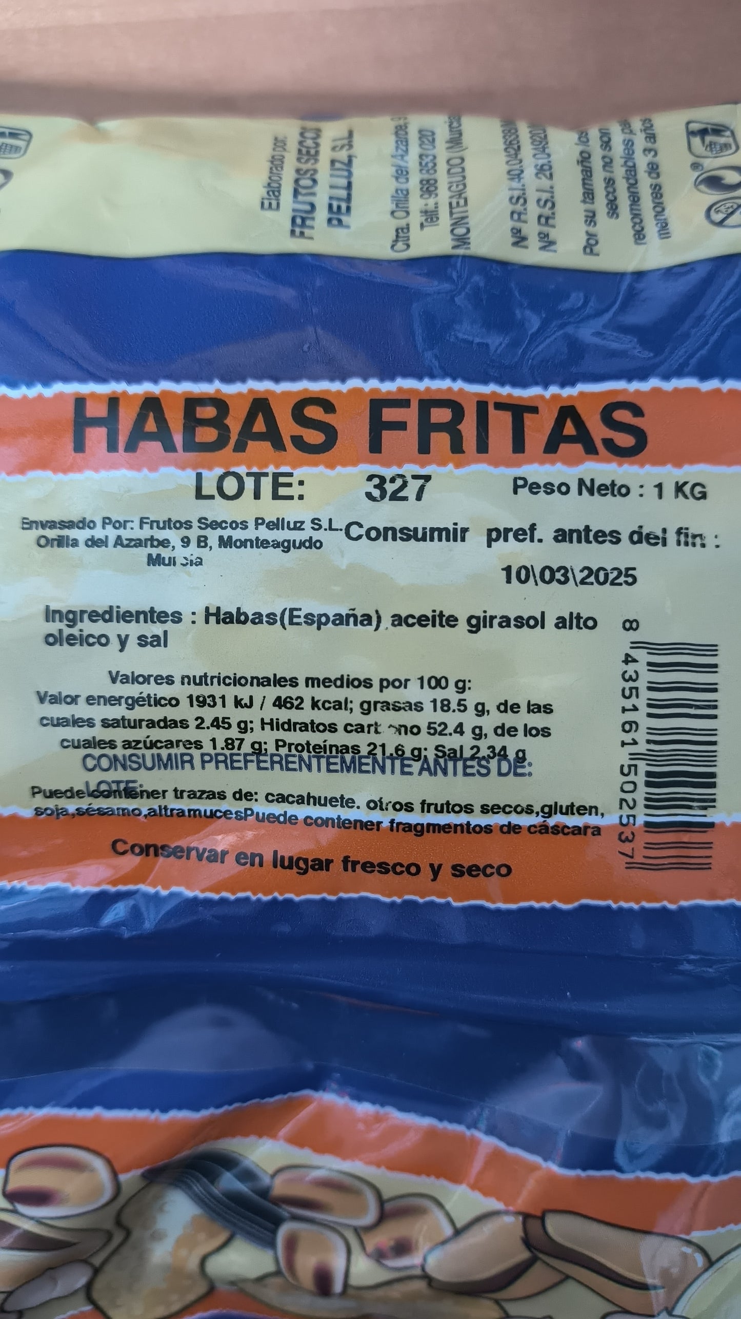 Habas Fritas 1 Kg - Origen España - fritas con aceite de girasol alto oleico