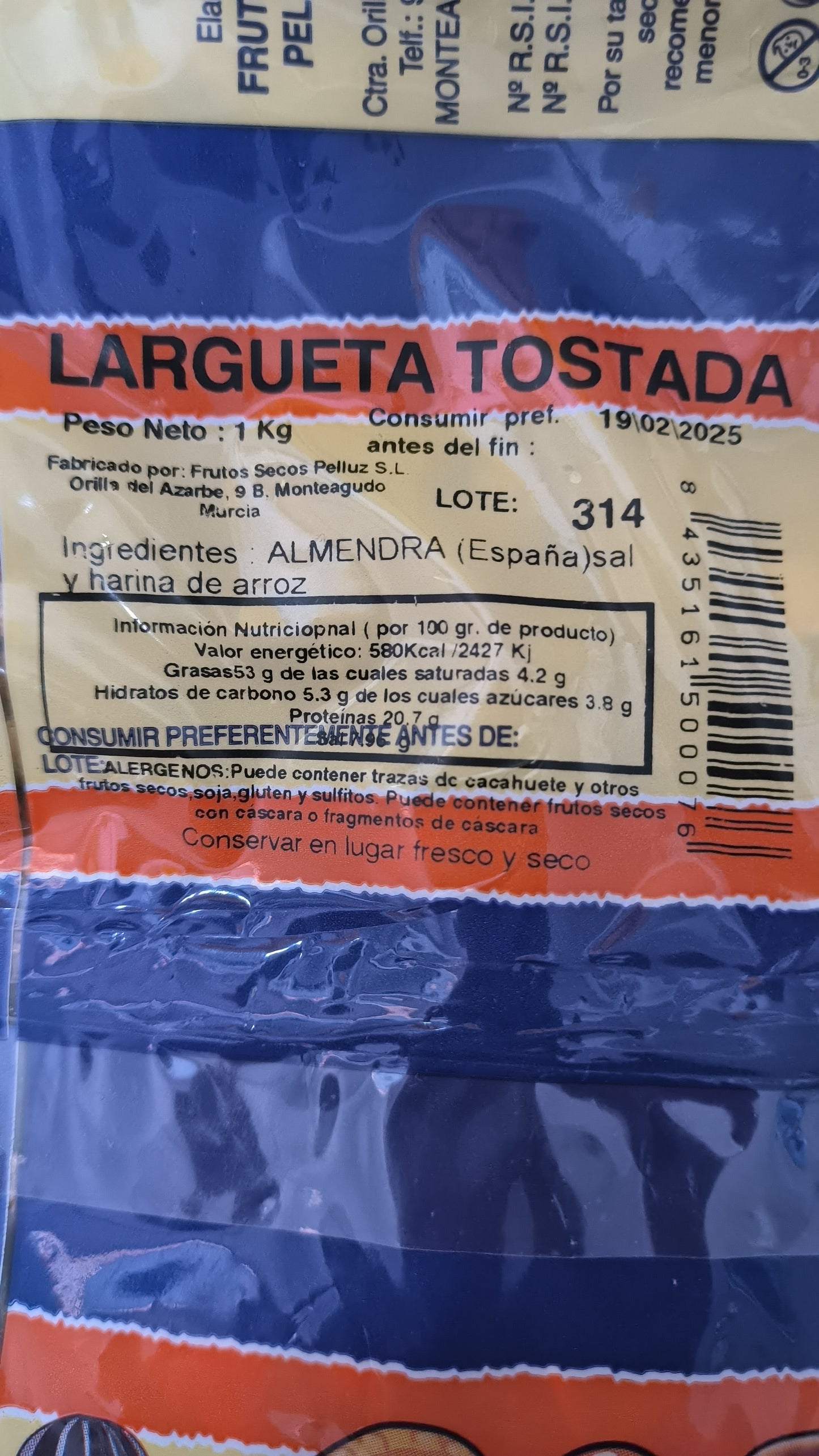 Almendras Tostadas Sal 1Kg