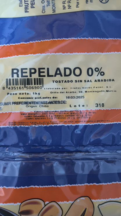 Cacahuete Tostado sin sal 1 Kg - Mani tostado sin sal repelado